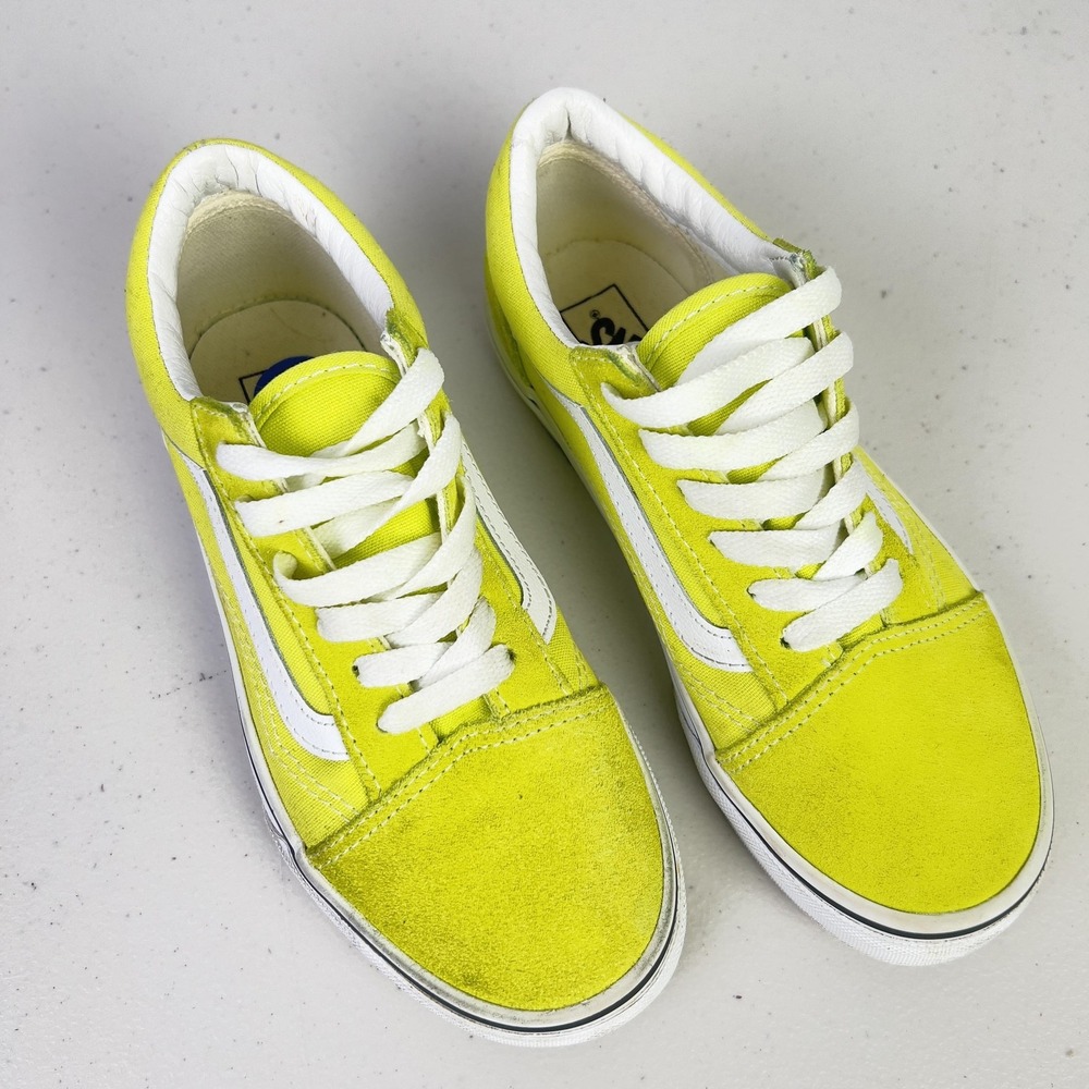 Vans Old Skool Shoes Kids Size 2 Yellow Canvas Low Top Skate Sneakers Casual